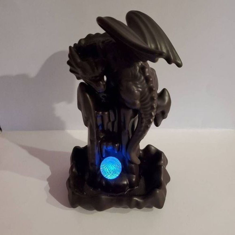 Dragon Backflow Incense Burner LED Color Changing Crystal Ball Ceramic Fantasy - Picture 10 of 10